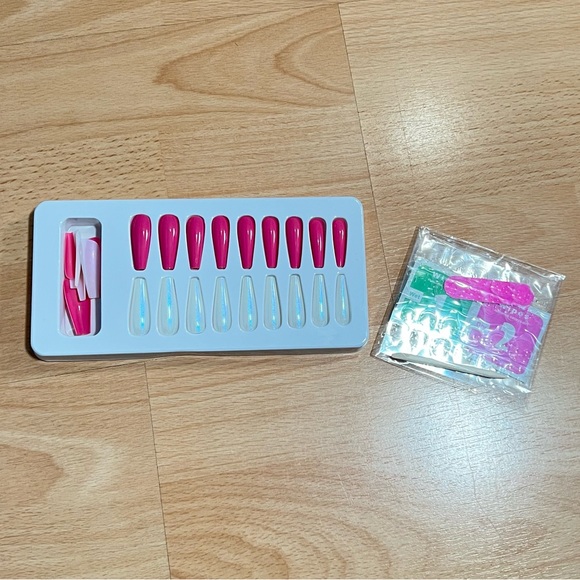 New 24 piece long Coffin Press On Nails with Kit to adhere - Picture 3 of 3